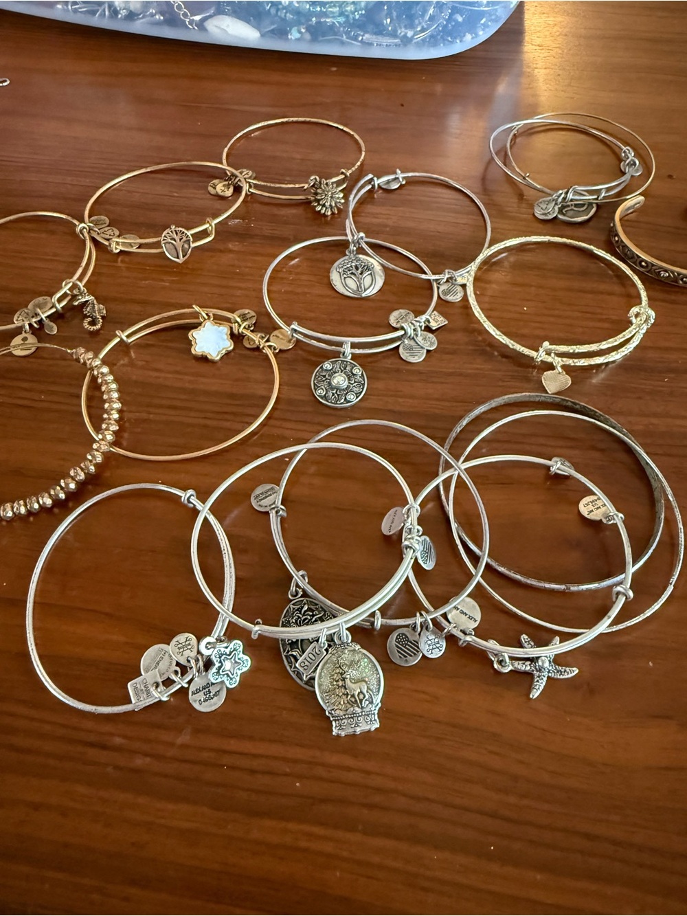 Alex and Ani Mixed Metal Charm Bangle Bracelet Set - Gold & Silver